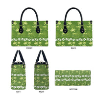 Olive Green Hawaii Palm Tree Hibiscus Leather Bag Fantasy Summer Vibe