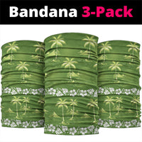 Olive Green Hawaii Palm Tree Hibiscus Neck Gaiter Fantasy Summer Vibe