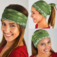Olive Green Hawaii Palm Tree Hibiscus Neck Gaiter Fantasy Summer Vibe