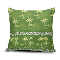 Olive Green Hawaii Palm Tree Hibiscus Pillow Cover Fantasy Summer Vibe