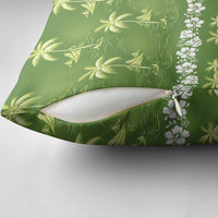 Olive Green Hawaii Palm Tree Hibiscus Pillow Cover Fantasy Summer Vibe