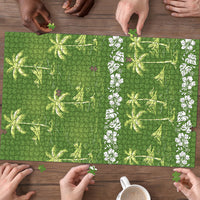 Olive Green Hawaii Palm Tree Hibiscus Puzzle Fantasy Summer Vibe
