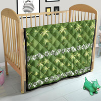 Olive Green Hawaii Palm Tree Hibiscus Quilt Fantasy Summer Vibe
