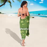 Olive Green Hawaii Palm Tree Hibiscus Sarong Fantasy Summer Vibe