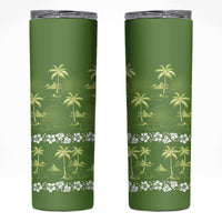 Olive Green Hawaii Palm Tree Hibiscus Skinny Tumbler Fantasy Summer Vibe