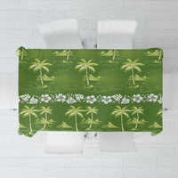Olive Green Hawaii Palm Tree Hibiscus Tablecloth Fantasy Summer Vibe