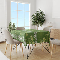Olive Green Hawaii Palm Tree Hibiscus Tablecloth Fantasy Summer Vibe