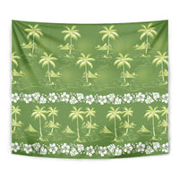 Olive Green Hawaii Palm Tree Hibiscus Tapestry Fantasy Summer Vibe