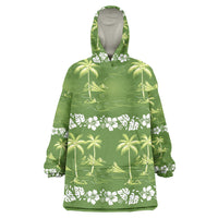 Olive Green Hawaii Palm Tree Hibiscus Wearable Blanket Hoodie Fantasy Summer Vibe