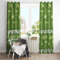 Olive Green Hawaii Palm Tree Hibiscus Window Curtain Fantasy Summer Vibe