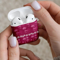 Pink Hawaii Palm Tree Hibiscus AirPods Case Fantasy Summer Vibe