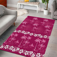 Pink Hawaii Palm Tree Hibiscus Area Rug Fantasy Summer Vibe