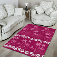 Pink Hawaii Palm Tree Hibiscus Area Rug Fantasy Summer Vibe