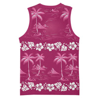 Pink Hawaii Palm Tree Hibiscus Basketball Jersey Fantasy Summer Vibe