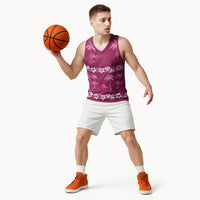 Pink Hawaii Palm Tree Hibiscus Basketball Jersey Fantasy Summer Vibe