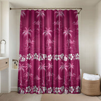 Pink Hawaii Palm Tree Hibiscus Bathroom Set Fantasy Summer Vibe