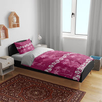 Pink Hawaii Palm Tree Hibiscus Bedding Set Fantasy Summer Vibe