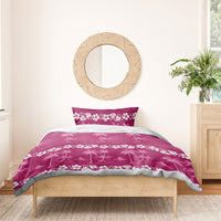 Pink Hawaii Palm Tree Hibiscus Bedding Set Fantasy Summer Vibe