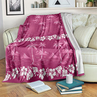 Pink Hawaii Palm Tree Hibiscus Blanket Fantasy Summer Vibe