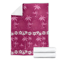 Pink Hawaii Palm Tree Hibiscus Blanket Fantasy Summer Vibe
