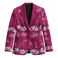 Pink Hawaii Palm Tree Hibiscus Blazer Fantasy Summer Vibe