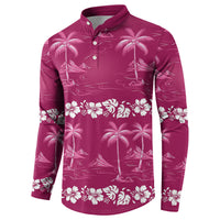Pink Hawaii Palm Tree Hibiscus Button Sweatshirt Fantasy Summer Vibe