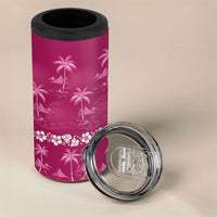 Pink Hawaii Palm Tree Hibiscus 4 in 1 Can Cooler Tumbler Fantasy Summer Vibe