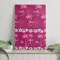 Pink Hawaii Palm Tree Hibiscus Canvas Wall Art Fantasy Summer Vibe