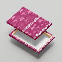 Pink Hawaii Palm Tree Hibiscus Canvas Wall Art Fantasy Summer Vibe