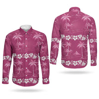 Pink Hawaii Palm Tree Hibiscus Couples Matching Summer Maxi Dress and Long Sleeve Button Shirt Fantasy Summer Vibe