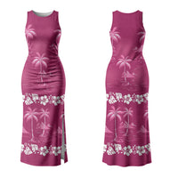 Pink Hawaii Palm Tree Hibiscus Family Matching Tank Maxi Dress and Hawaiian Shirt Fantasy Summer Vibe
