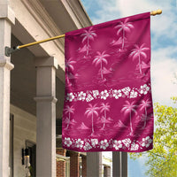 Pink Hawaii Palm Tree Hibiscus Garden Flag Fantasy Summer Vibe