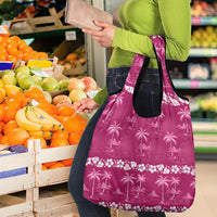 Pink Hawaii Palm Tree Hibiscus Grocery Bag Fantasy Summer Vibe