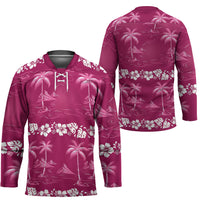 Pink Hawaii Palm Tree Hibiscus Hockey Jersey Fantasy Summer Vibe