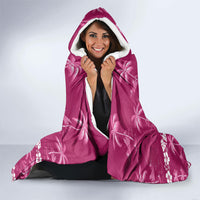 Pink Hawaii Palm Tree Hibiscus Hooded Blanket Fantasy Summer Vibe