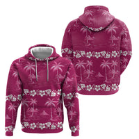 Pink Hawaii Palm Tree Hibiscus Hoodie Fantasy Summer Vibe