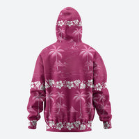 Pink Hawaii Palm Tree Hibiscus Hoodie Fantasy Summer Vibe