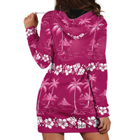 Pink Hawaii Palm Tree Hibiscus Hoodie Dress Fantasy Summer Vibe