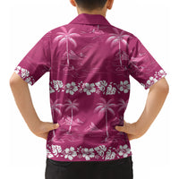 Pink Hawaii Palm Tree Hibiscus Kid Hawaiian Shirt Fantasy Summer Vibe