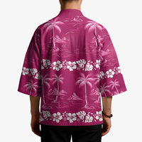 Pink Hawaii Palm Tree Hibiscus Kimono Fantasy Summer Vibe