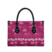 Pink Hawaii Palm Tree Hibiscus Leather Bag Fantasy Summer Vibe