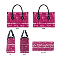 Pink Hawaii Palm Tree Hibiscus Leather Bag Fantasy Summer Vibe
