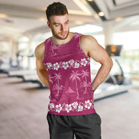 Pink Hawaii Palm Tree Hibiscus Men Tank Top Fantasy Summer Vibe