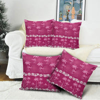 Pink Hawaii Palm Tree Hibiscus Pillow Cover Fantasy Summer Vibe