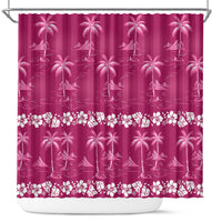 Pink Hawaii Palm Tree Hibiscus Shower Curtain Fantasy Summer Vibe