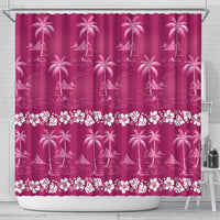 Pink Hawaii Palm Tree Hibiscus Shower Curtain Fantasy Summer Vibe