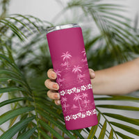 Pink Hawaii Palm Tree Hibiscus Skinny Tumbler Fantasy Summer Vibe
