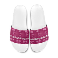 Pink Hawaii Palm Tree Hibiscus Slide Sandals Fantasy Summer Vibe