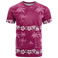 Pink Hawaii Palm Tree Hibiscus T Shirt Fantasy Summer Vibe