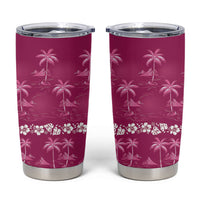 Pink Hawaii Palm Tree Hibiscus Tumbler Cup Fantasy Summer Vibe